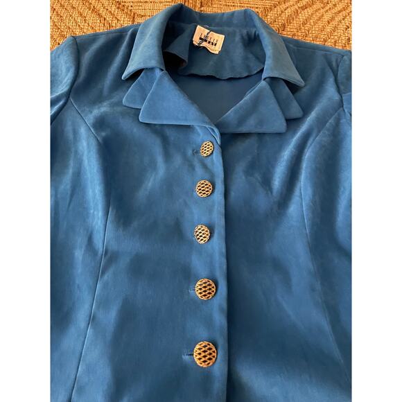 VTG. Leslie Fay Petite Blazer SZ 12P Blue front close - Picture 2 of 10